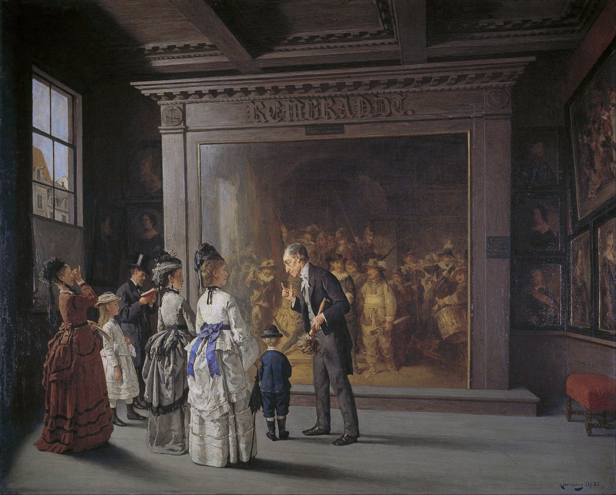 nDeutsch: Die Besucher vor Rembrandts Nachtwache in Amsterdamn  by August Jernberg
