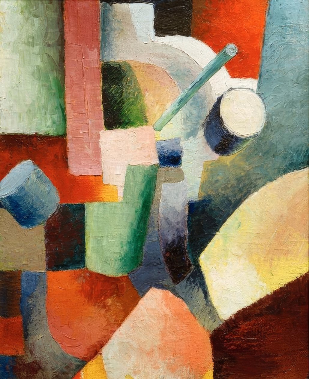 Şekillerin renkli bileşimi by August Macke