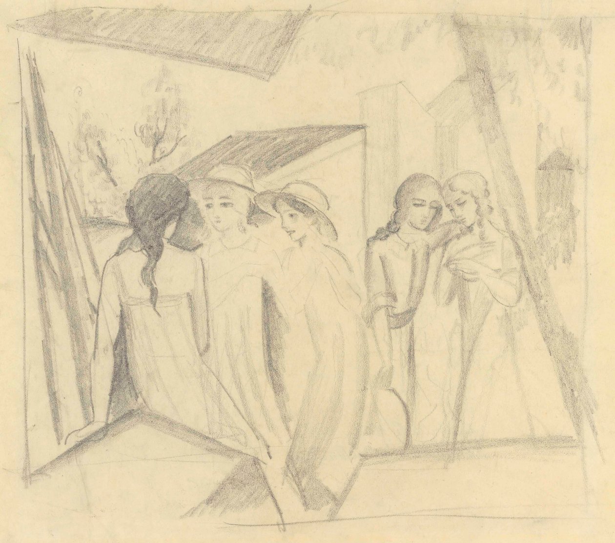 Balkonda beş kız by August Macke
