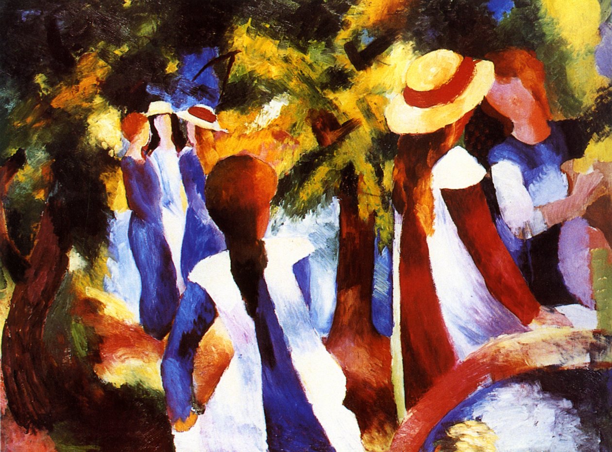 Kız ağaçların altında by August Macke
