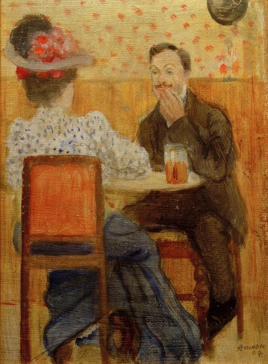 Bira masasında çift by August Macke