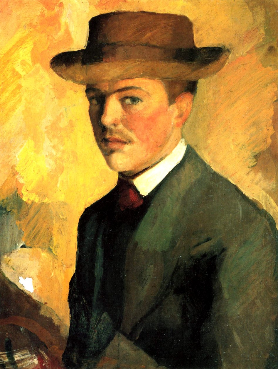 Şapkalı otoportre by August Macke