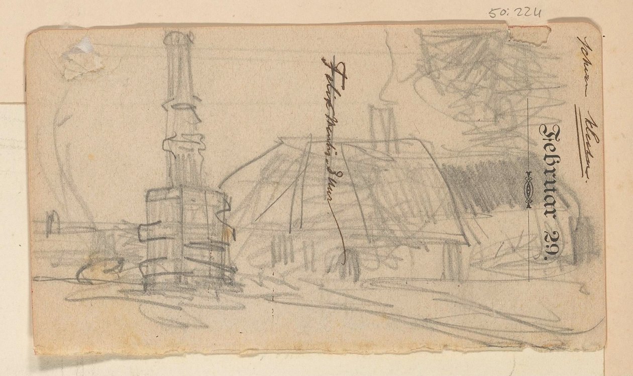 Bir anıtta köy manzarası by August Allebe