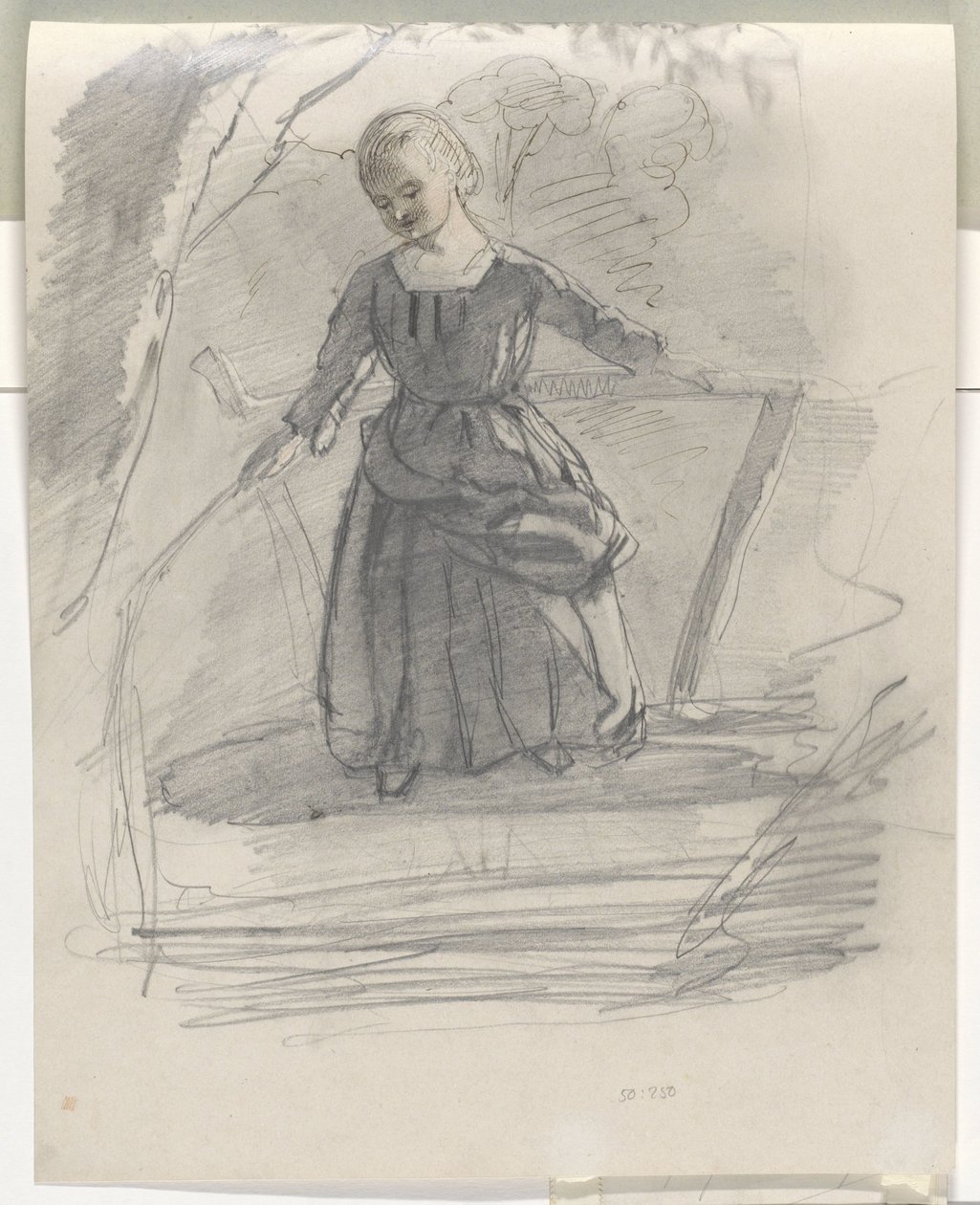 Bir köprüde balıkçı kız by August Allebe
