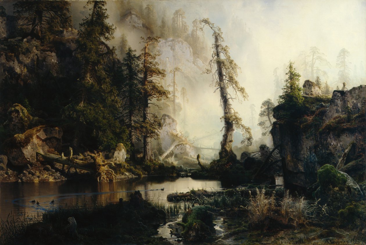 Kara göl (tuval üzerine yağlı boya) by August Cappelen