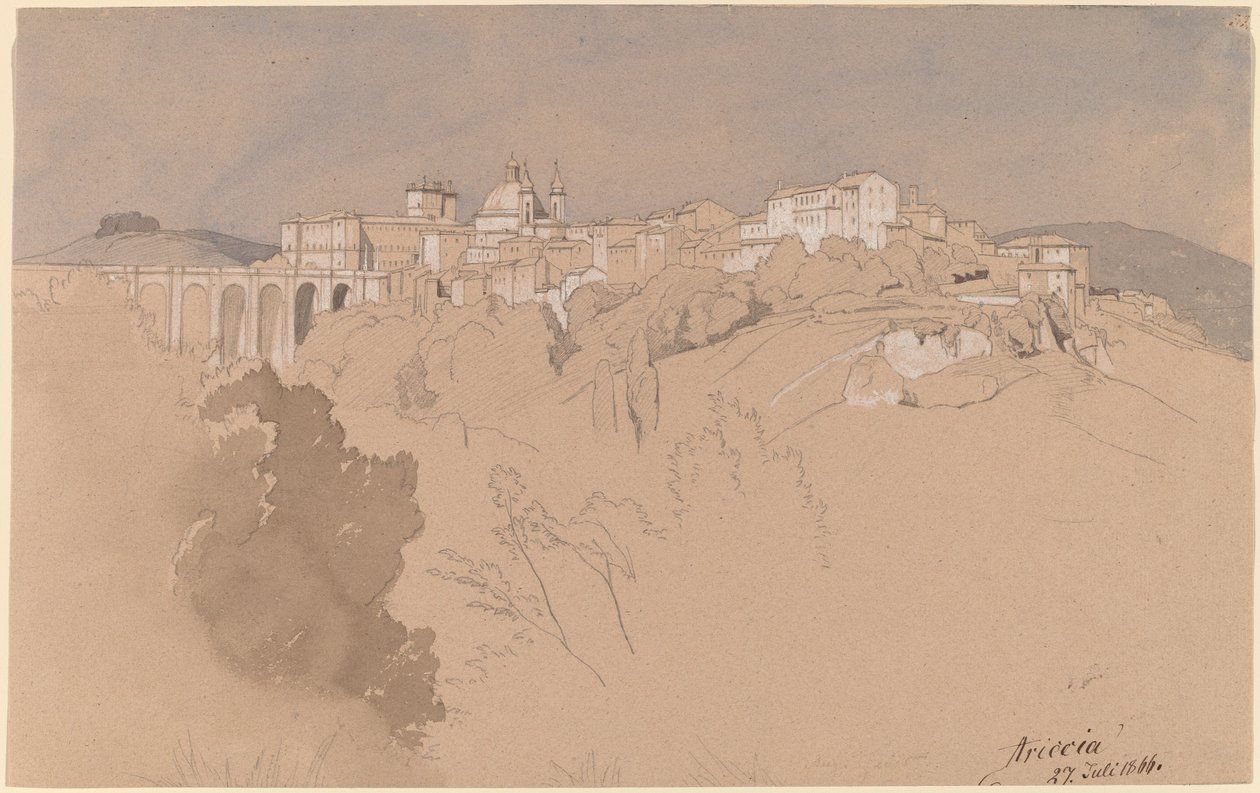 Ariccia bir vadiden görüldü by August Christian Geist
