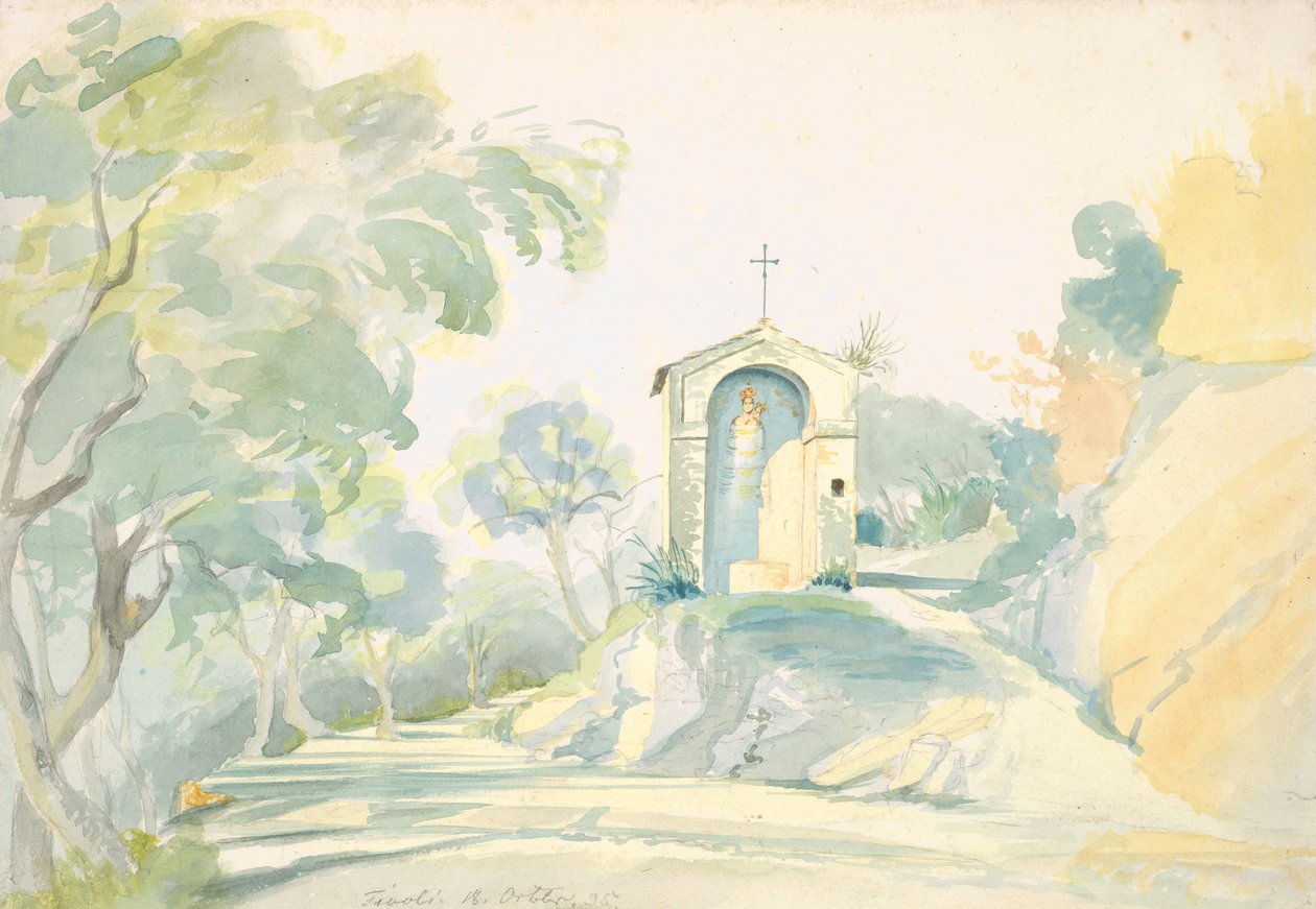Tivoli yakınlarındaki bir Yol Kenarı Şapeli, 1835. by August Georg Friedrich Lucas