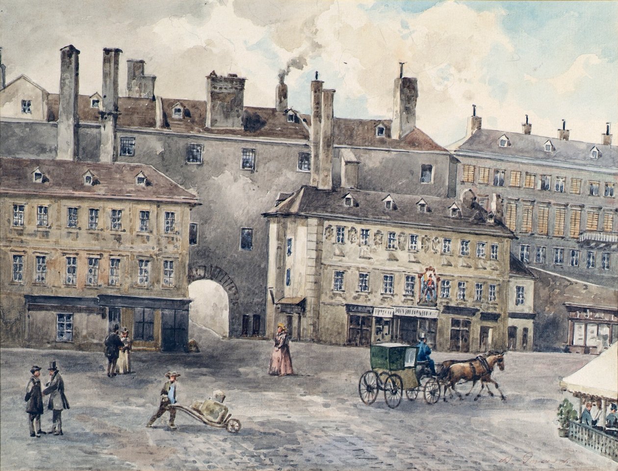 Viyana'daki Andreas Hofer Evi ile Albertinaplatz by August Gerasch