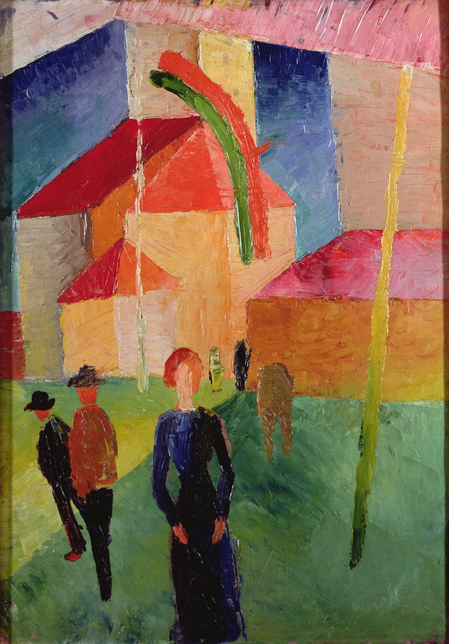 Bayraklarla Süslenmiş Kilise (tuval üzerine yağlı boya) by August Macke