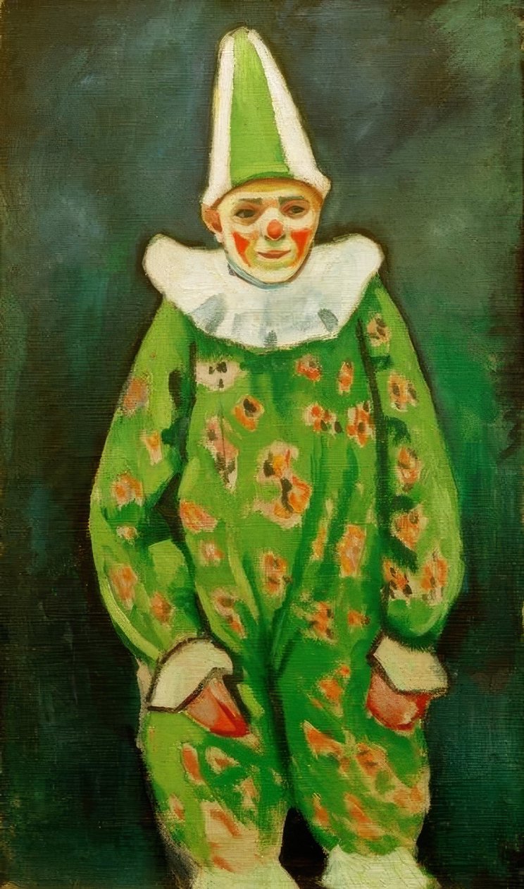 Yeşil kostümlü palyaço by August Macke