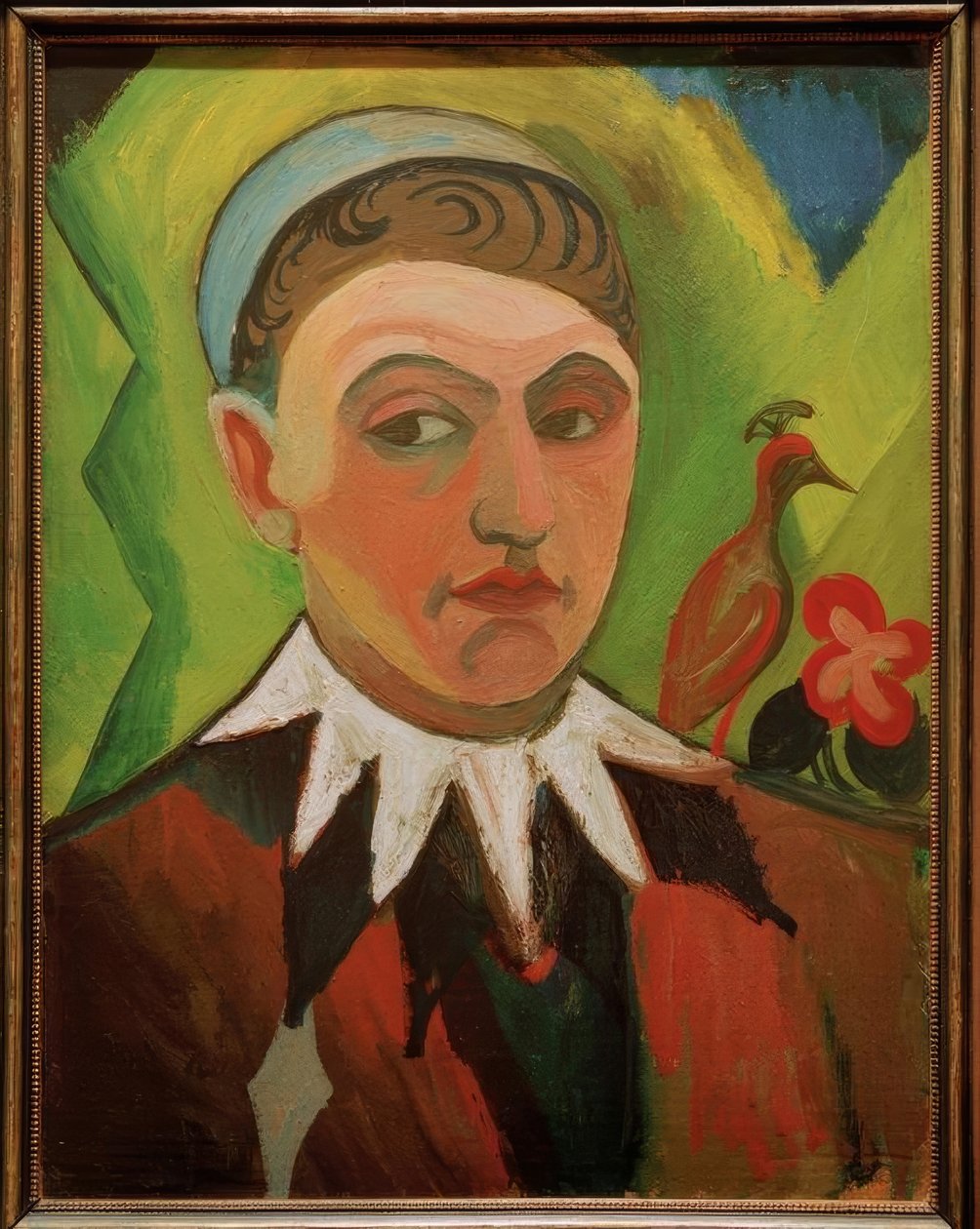 Clown, karikiertes Selbstbildnis by August Macke