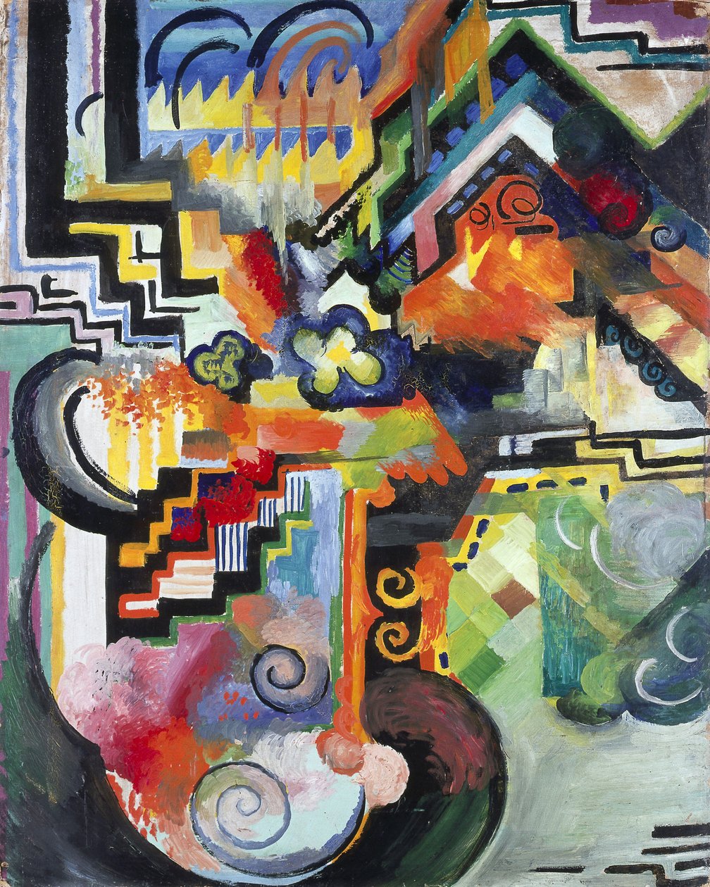 Renkli kompozisyon Bach'a Saygı, 1912 by August Macke