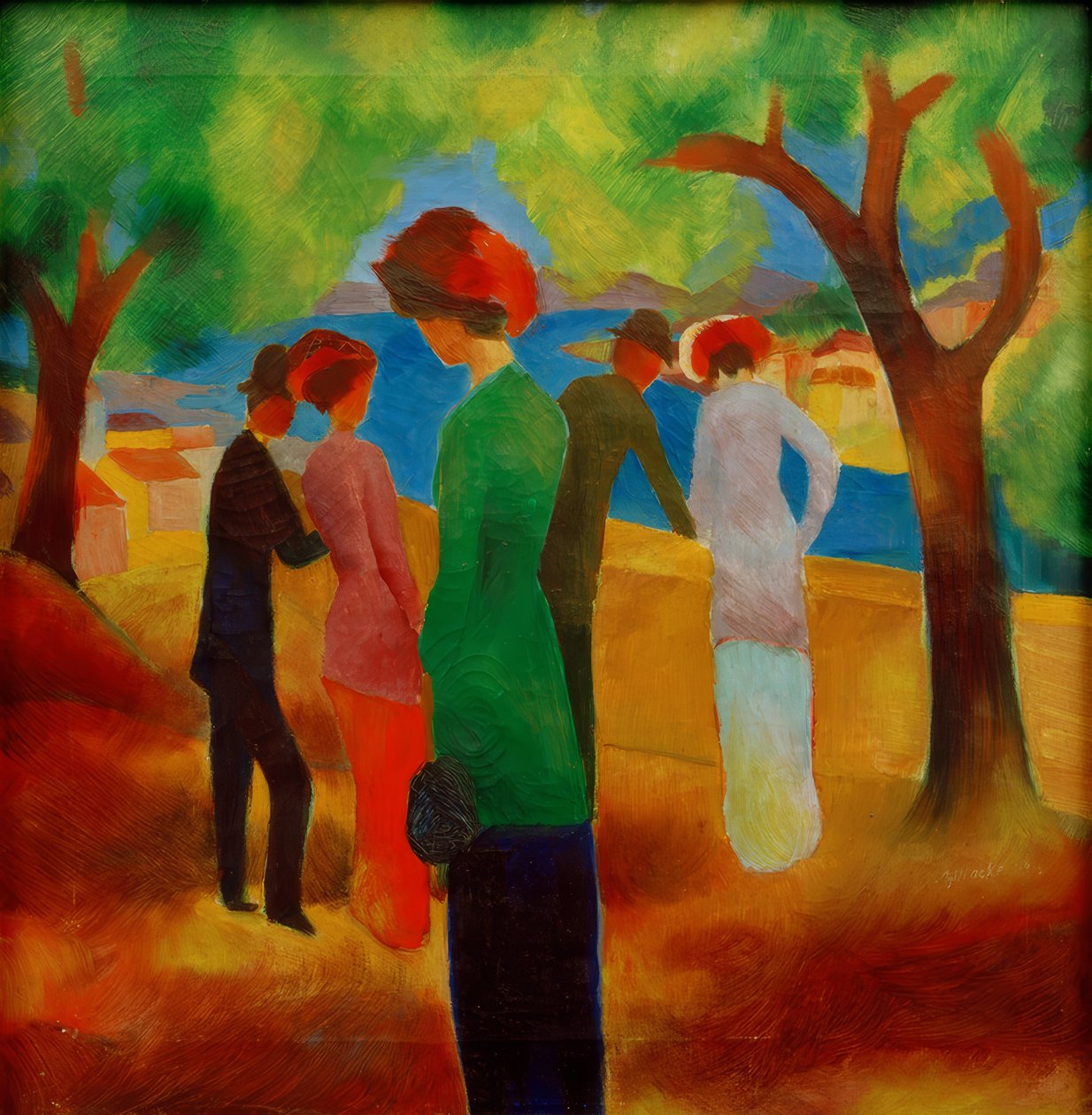 Yeşil ceketli bayan by August Macke