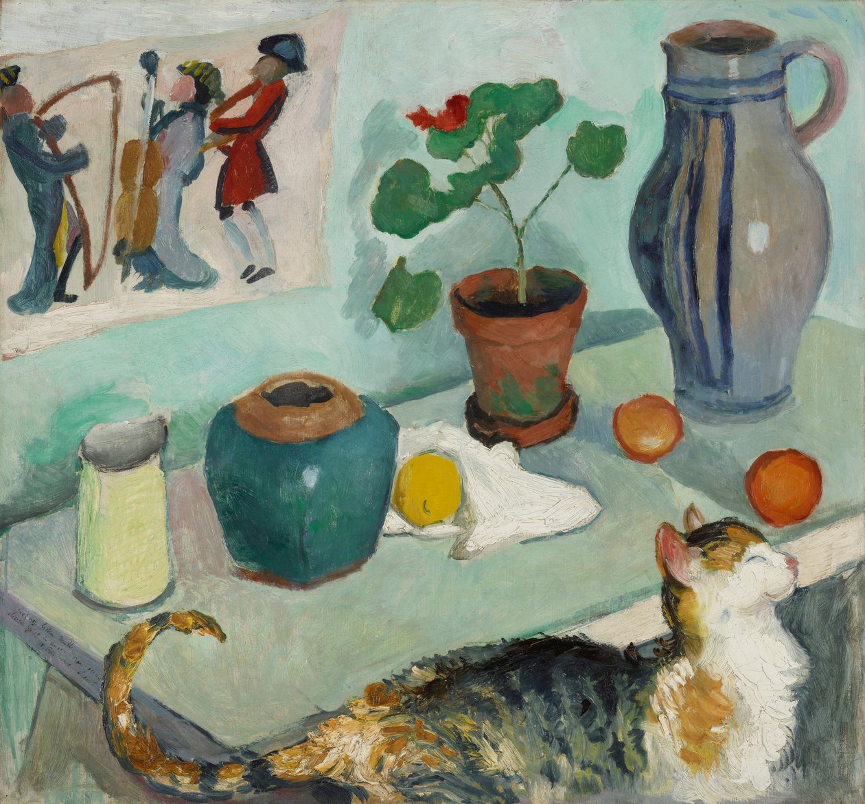 Evdeki Hayalet Sandalye: Bir Kedi ile Natürmort by August Macke