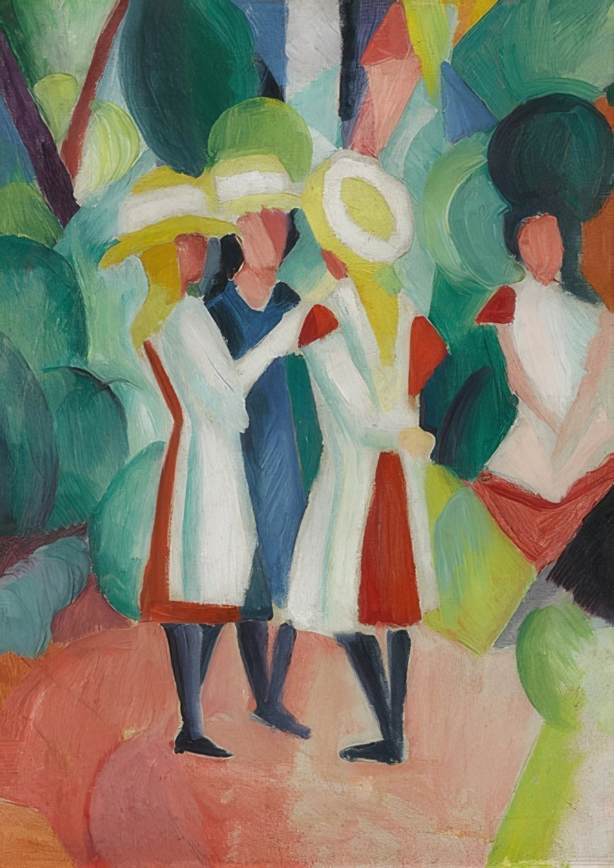 Sarı hasır şapkalı üç kız (I). 1913 by August Macke