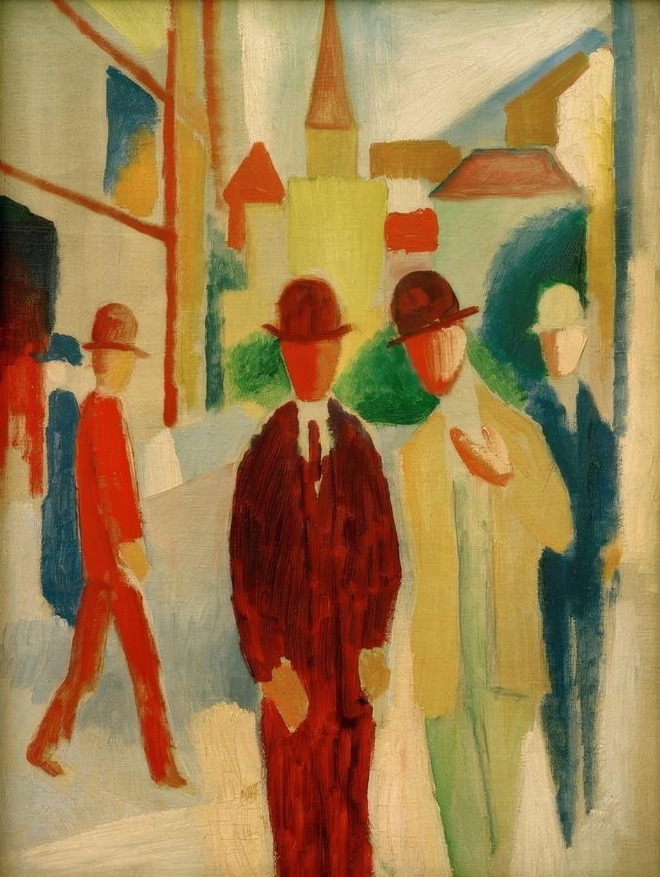 İnsanlarla hafif sokak by August Macke