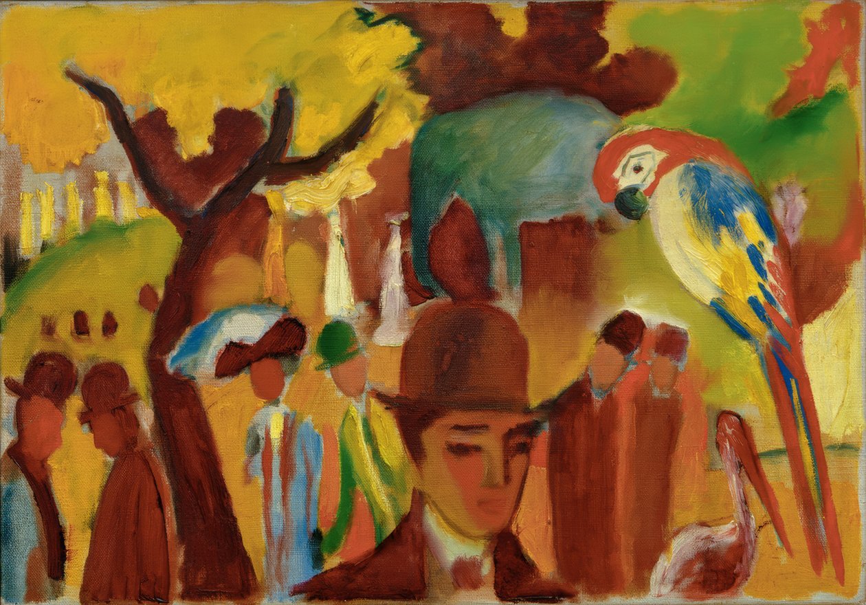 Kahverengi ve sarı küçük hayvanat bahçesi by August Macke