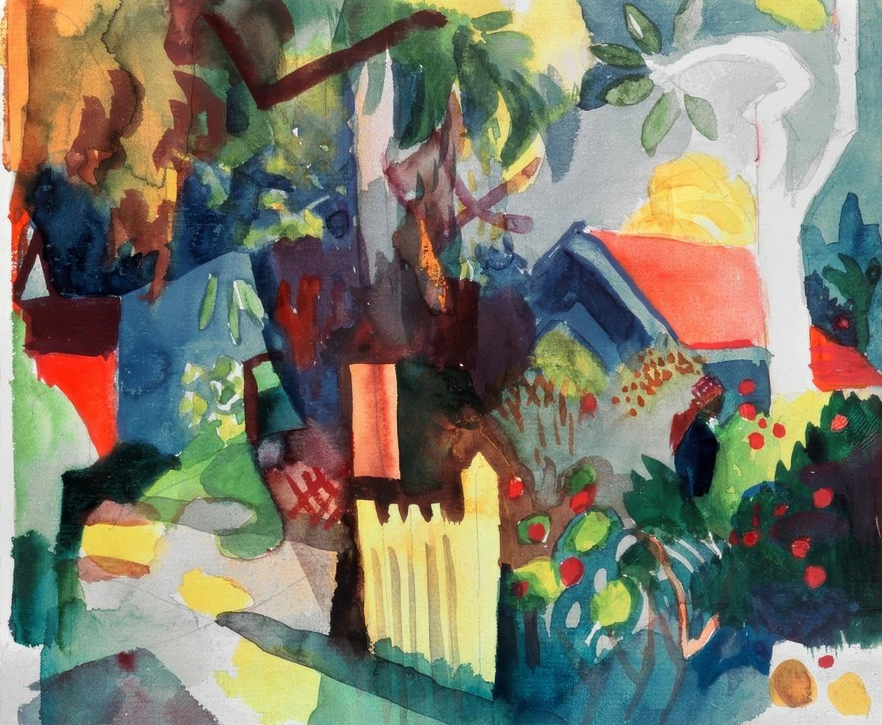 Hafif bir ağaç ile manzara by August Macke