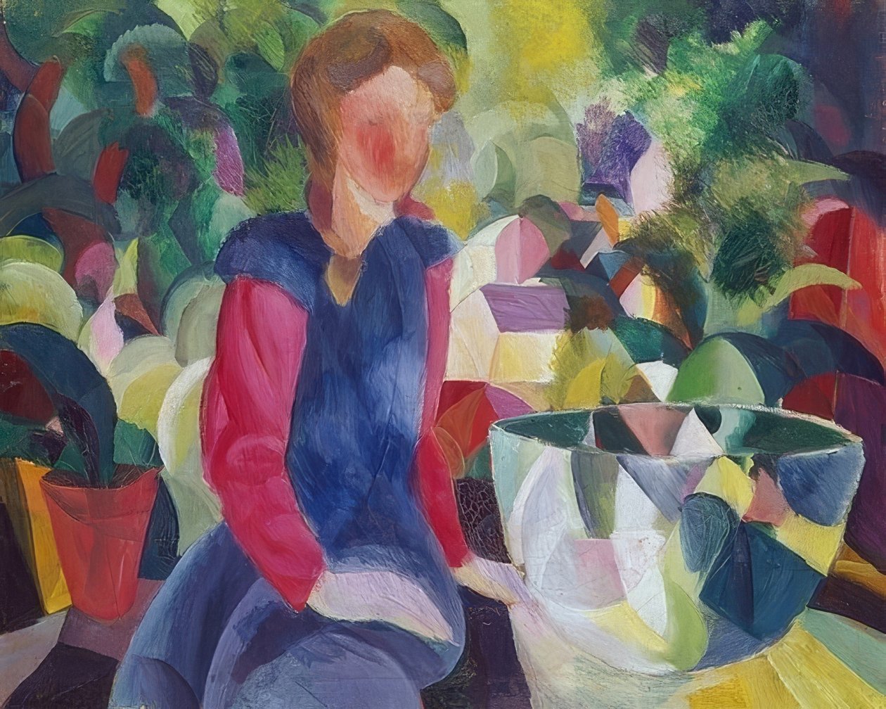 Akvaryumlu kız. 1914 by August Macke