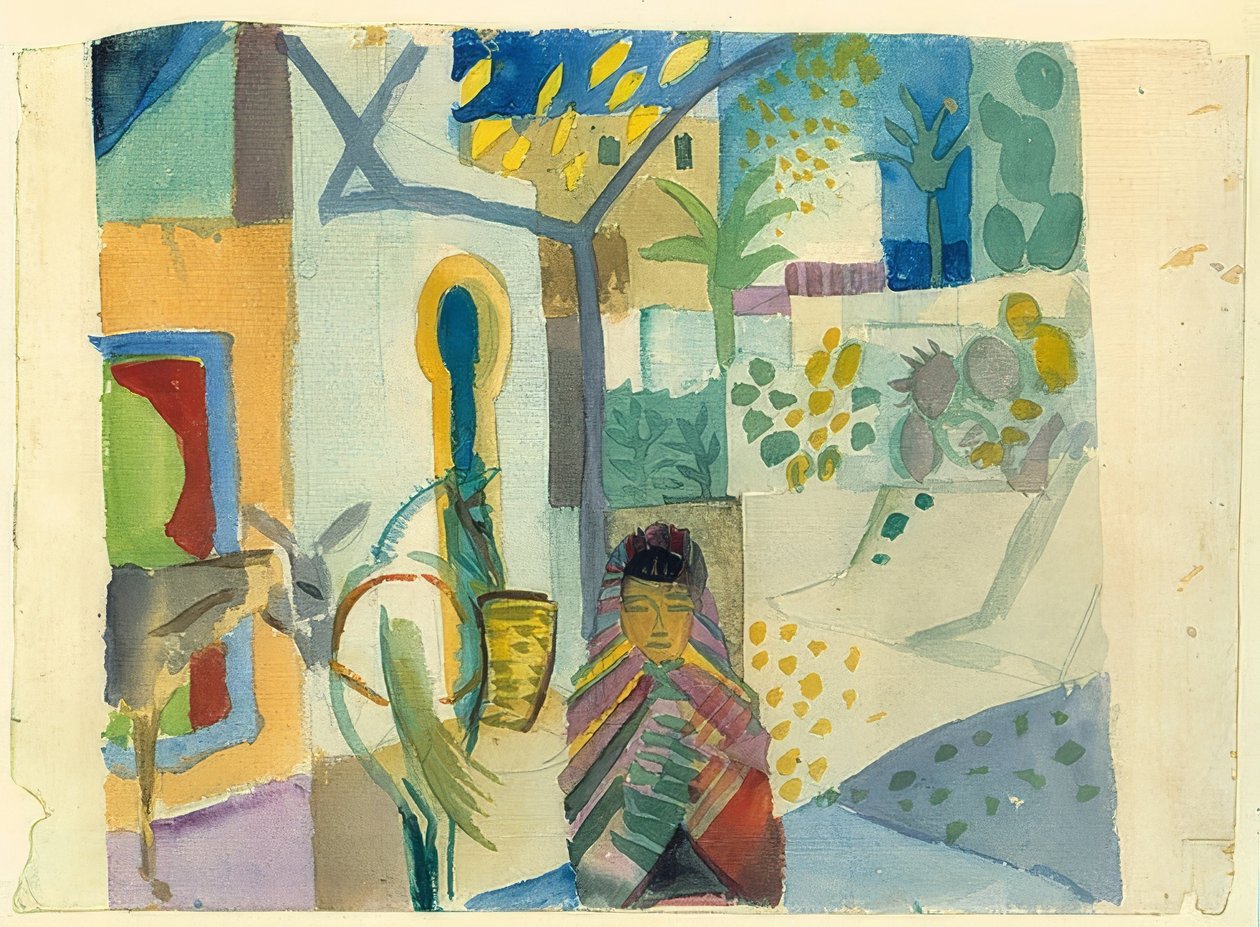 At ve eşek olan kız. 1914 by August Macke