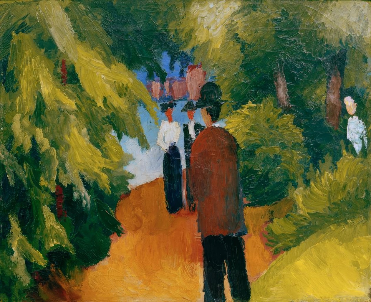 Su kenarında park et (parktaki adam) by August Macke