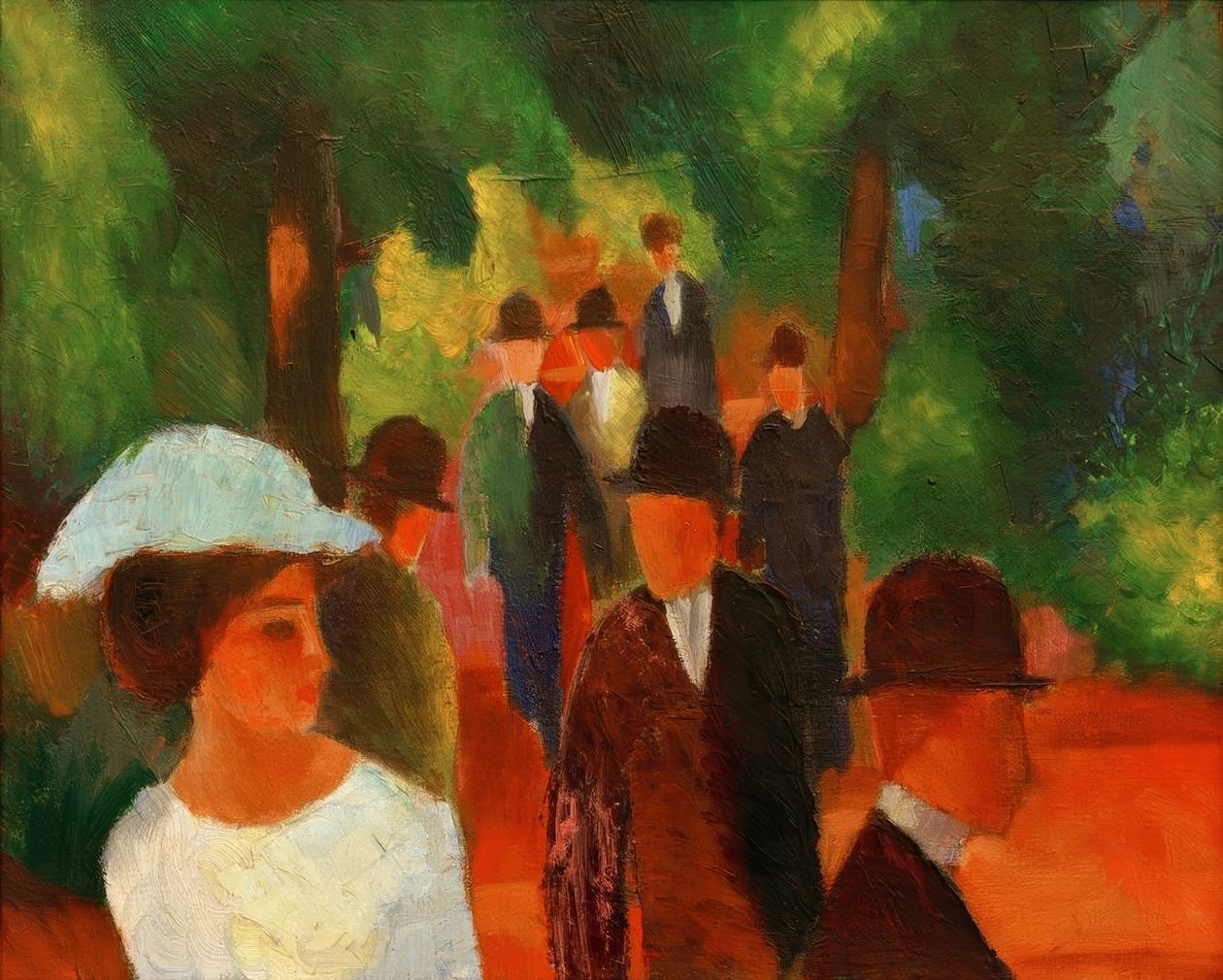Gezinti (yarım uzunlukta beyaz kızla) by August Macke