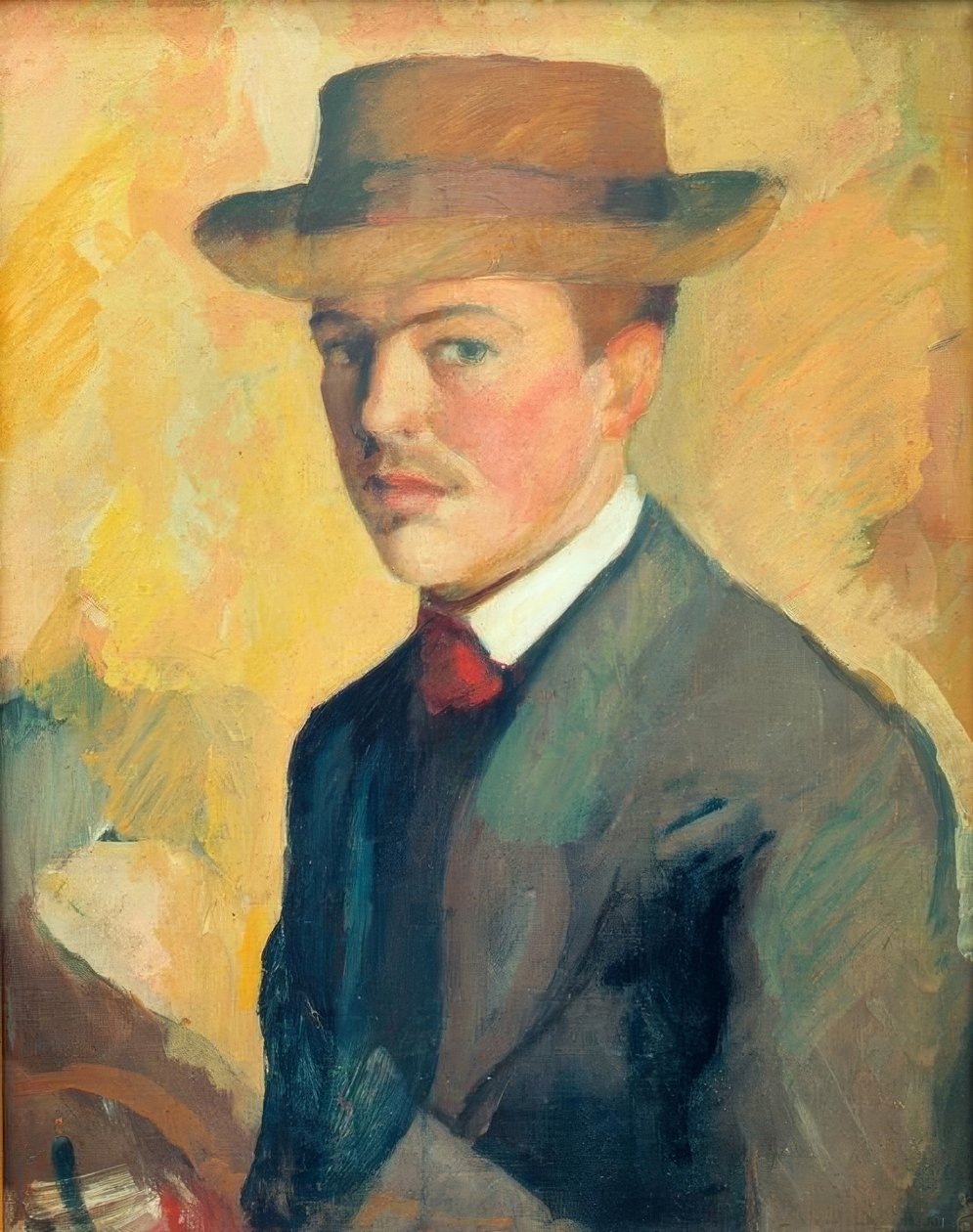 Şapkalı otoportre by August Macke