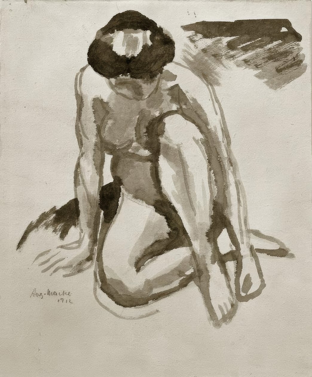 Oturma eylemi, öne eğilme by August Macke