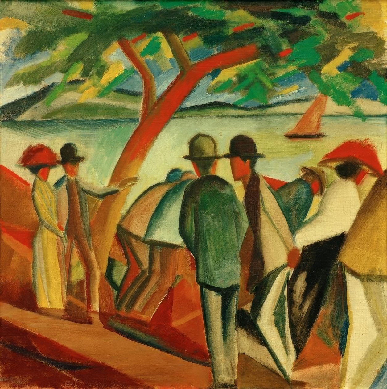 gölde yürüyenler by August Macke