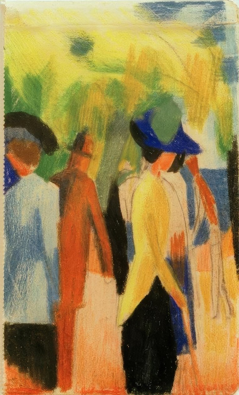 Ağaçların altında yürüyenler (parkta yürüyenler) by August Macke