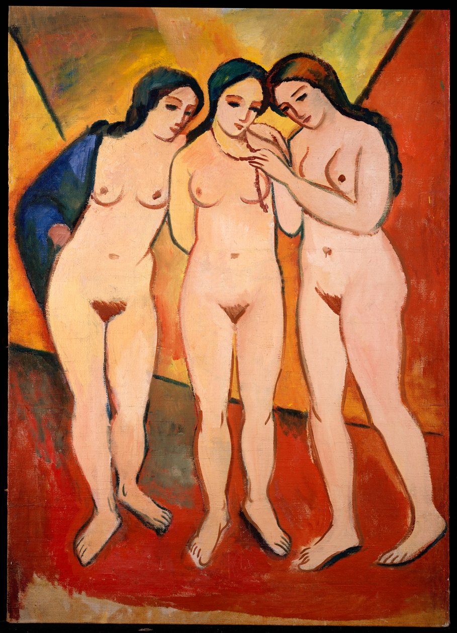 üç çıplak kadın by August Macke