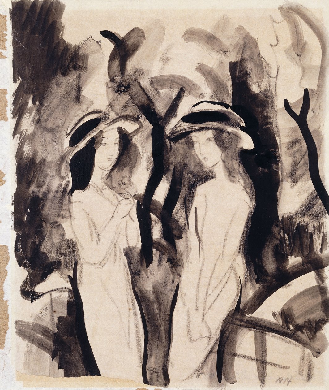 İki kız; İki kız, 1914 by August Macke