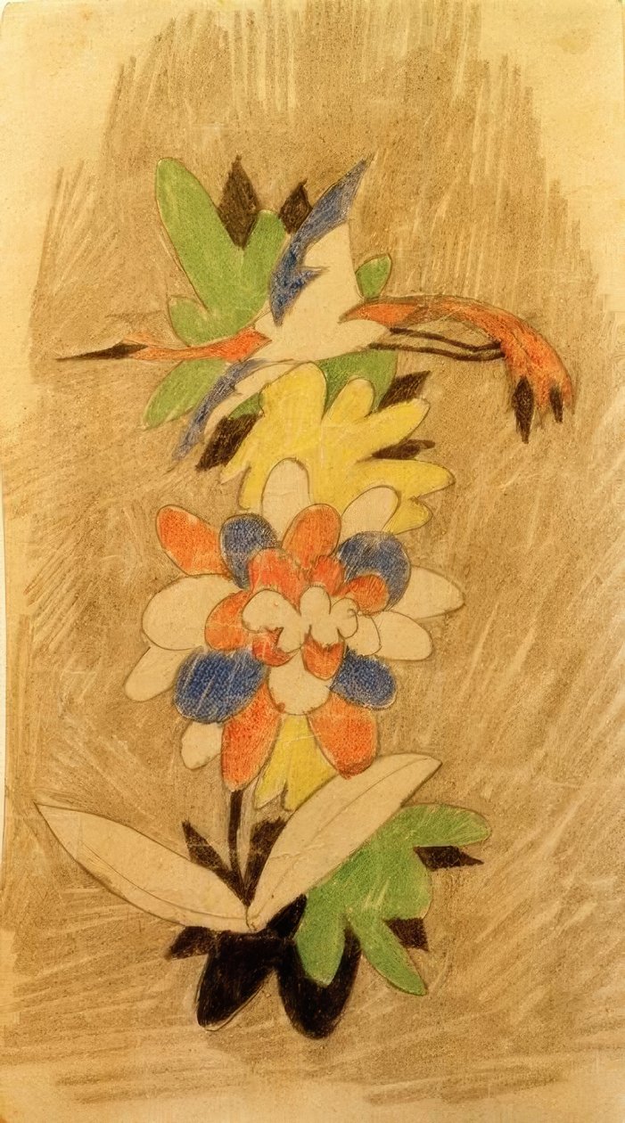 Çiçeklerde kuş by August Macke