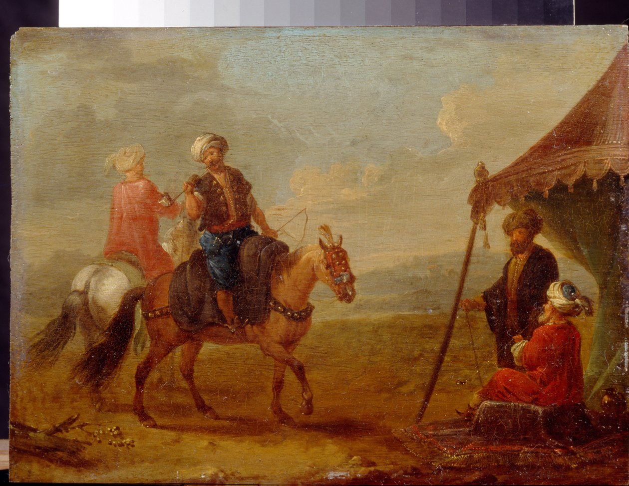 Türk Binicileri - August Querfurt (1696-1761), ahşap üzerine yağlı boya by August Querfurt