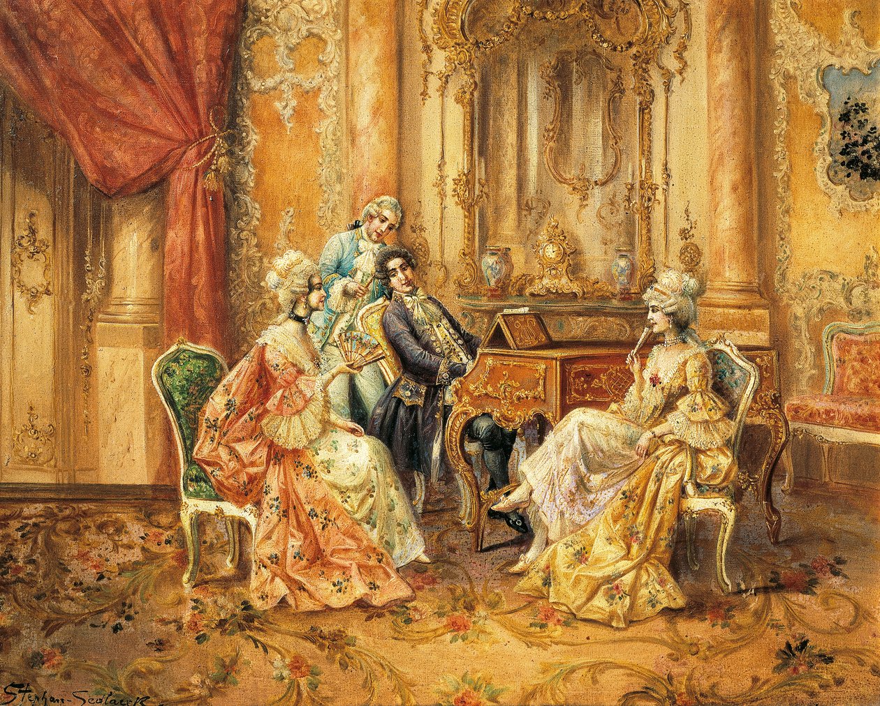 Piyanoda, Stephan Sedlacek (1868-1936), tuval üzerine yağlı boya by August Stephan Sedlacek