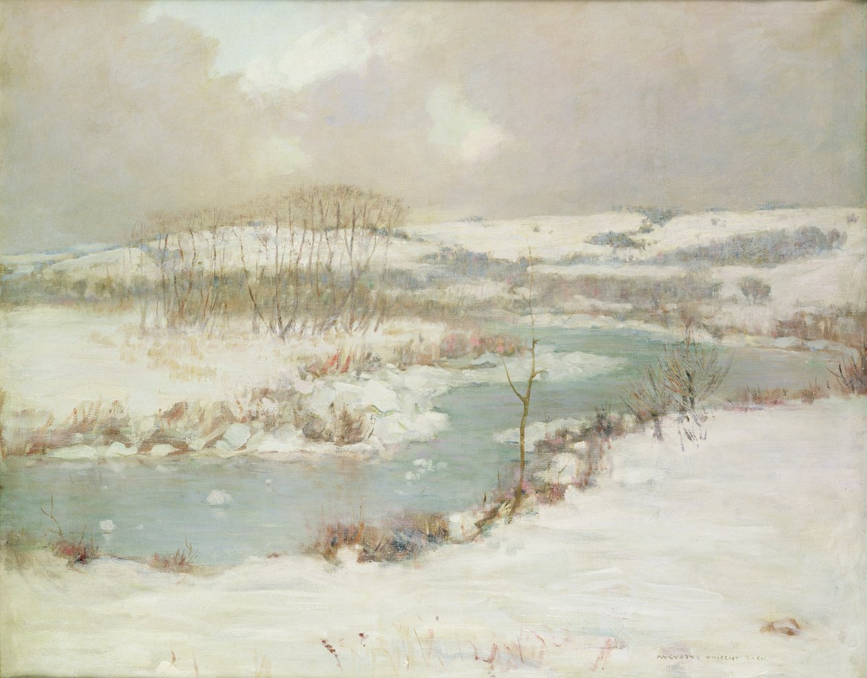 Kışın Bir Dere (tuval üzerine yağlı boya) by August Vincent Tack