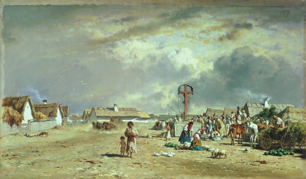 Pazar, Szolnol, Macaristan by August Xaver Karl von Pettenkofen