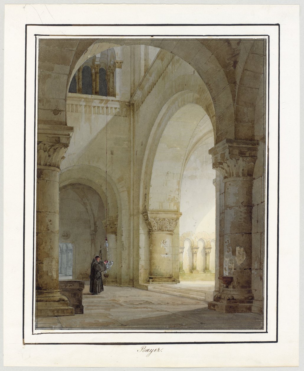 Romanesk bir kilisenin içi by August von Bayer