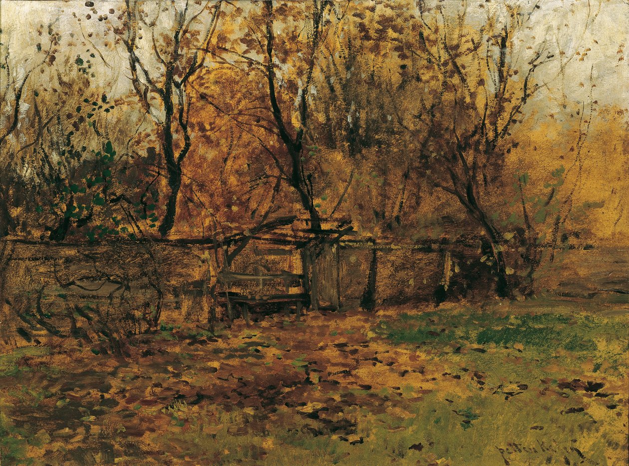 Ressam Franz von Lenbach'ın Münih'teki bahçesi by August von Pettenkofen