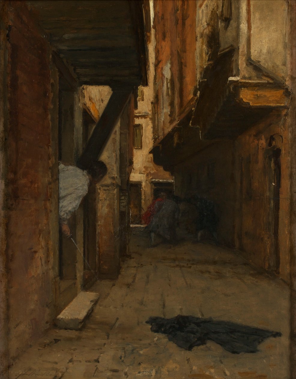 Venedik sokağında sokak kavgası by August von Pettenkofen