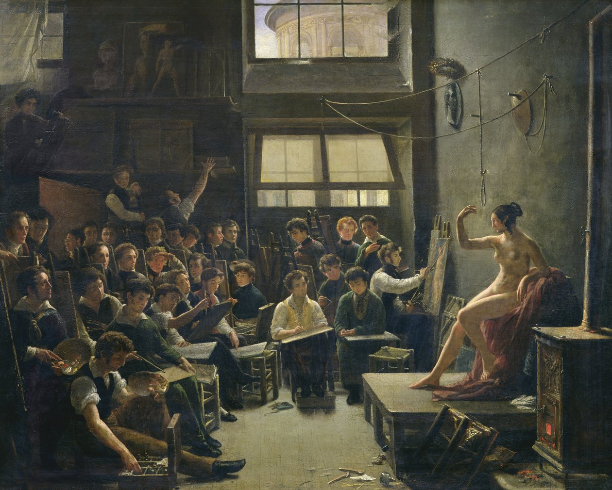 The Studio of Baron Antoine Jean Gros 1771-1835 oil on canvas by Auguste Antoine Masse