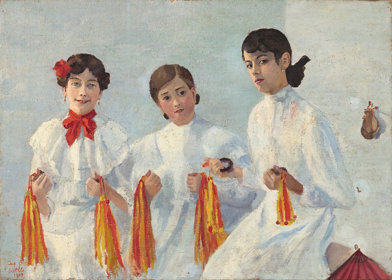 Trois jeunes Sevillanes - Tablo Auguste BREAL (1875-1938), tuval üzerine yağlıboya, 50,7 x 70 cm, 1907 - Musee Cantini by Auguste Breal