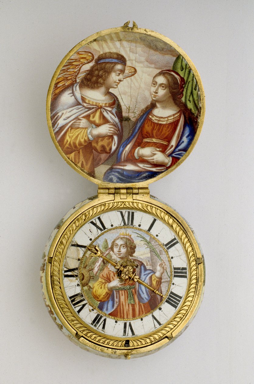 Altın ve Emaye Kasalı Verge Saat, c. 1650 (altın ve emaye) by Auguste Bretonneau