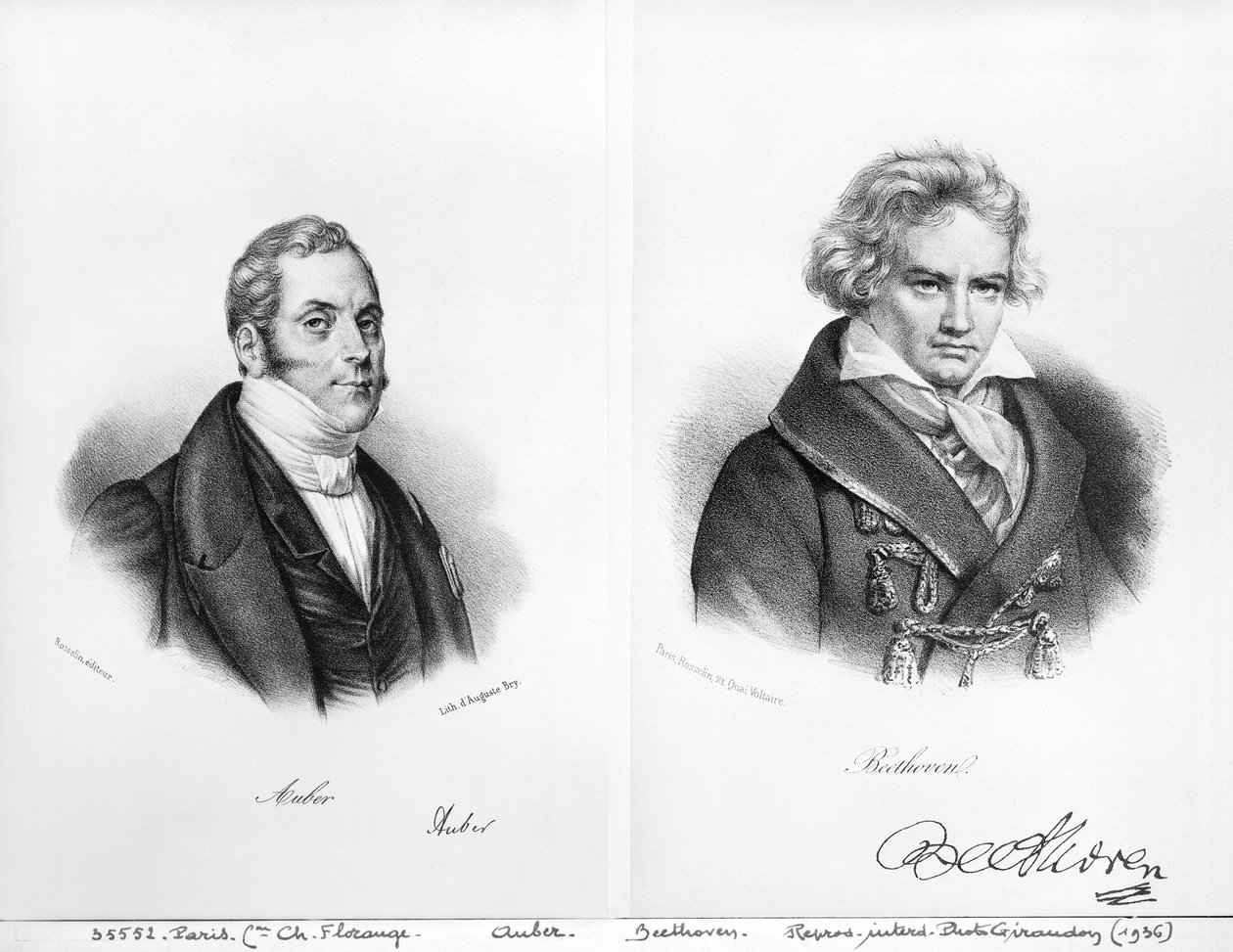 Esprit Auber (1782-1871) ve Ludwig van Beethoven (1770-1827) by Auguste Bry
