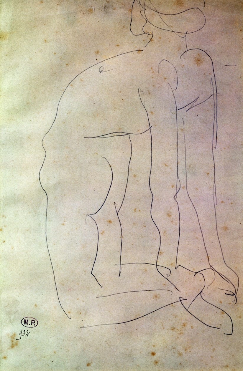 Hareket Çalışması (kağıt üzerinde mum boya) by Auguste Rodin