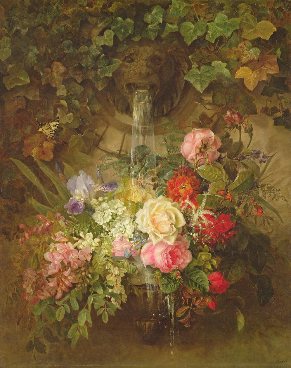 Aslan çeşmesinin altında çiçekler, by Auguste Wilhelmine Reichelt