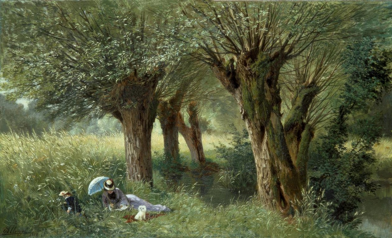 A. Allonge, Çayırda / resim, 1880 by Auguste Allonge