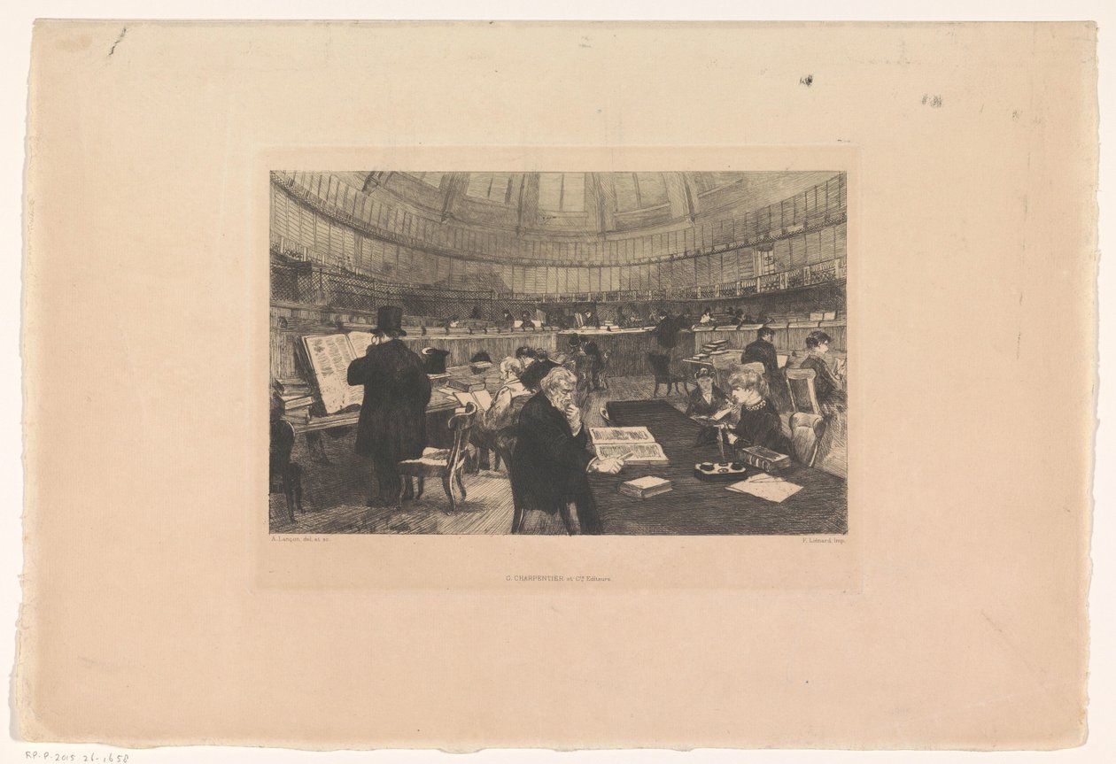 British Museum'un okuma odası by Auguste Andre Lancon