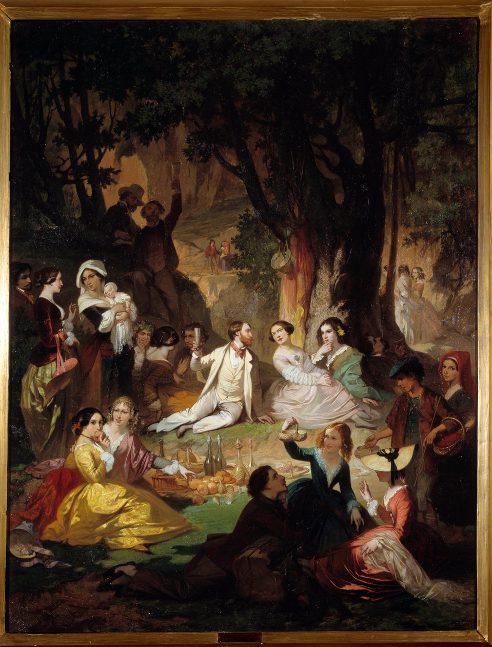 Champetre Tadımı Burjuva toplumunda piknik sahnesi. Barthelemy Glaizes (1807-1893) 1850 Montpellier tarafından tablo, Fabre Müzesi by Auguste Barthelemy Glaize