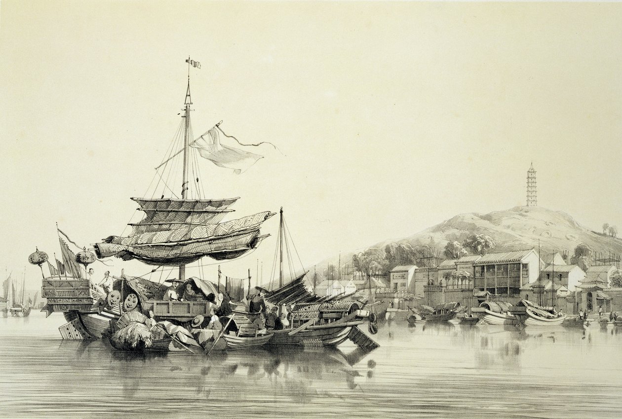Hong Shang, Eugene Ciceri (1813-90) 1842 (renkli litho) tarafından oyulmuş 
